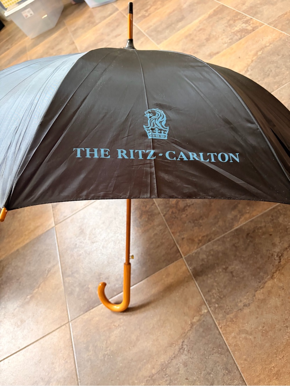 The Ritz-Carlton Black Umbrella with Blue Logo - Men Accessories
